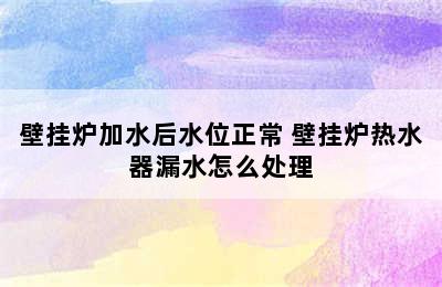 壁挂炉加水后水位正常 壁挂炉热水器漏水怎么处理